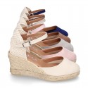 Women Wedge soft cotton canvas sandal espadrille shoes.