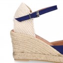 Women Wedge soft cotton canvas sandal espadrille shoes.