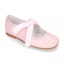 Girl soft nappa leather little Mary Jane shoes angel style with new design.