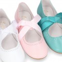 Girl soft nappa leather little Mary Jane shoes angel style with new design.