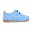 SUEDE leather Classic laces up shoes with ties closure for little kids.