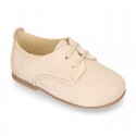 SUEDE leather Classic laces up shoes with ties closure for little kids.