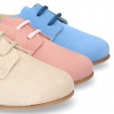 SUEDE leather Classic laces up shoes with ties closure for little kids.