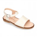 PEARL Nappa Leather Girl Sandal shoes with buckle fastening.