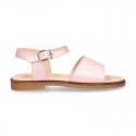 PEARL Nappa Leather Girl Sandal shoes with buckle fastening.