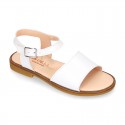 PEARL Nappa Leather Girl Sandal shoes with buckle fastening.