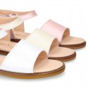 PEARL Nappa Leather Girl Sandal shoes with buckle fastening.