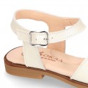 PEARL Nappa Leather Girl Sandal shoes with buckle fastening.