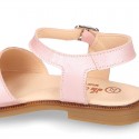 PEARL Nappa Leather Girl Sandal shoes with buckle fastening.