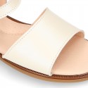 PEARL Nappa Leather Girl Sandal shoes with buckle fastening.