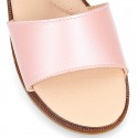 PEARL Nappa Leather Girl Sandal shoes with buckle fastening.