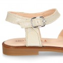 METAL Nappa Leather Sandal shoes with crossed straps for girls.