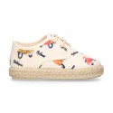 New MOTORCYCLES design canvas Laces up style espadrille shoes for kids.