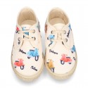 New MOTORCYCLES design canvas Laces up style espadrille shoes for kids.