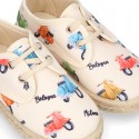 New MOTORCYCLES design canvas Laces up style espadrille shoes for kids.