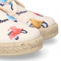 New MOTORCYCLES design canvas Laces up style espadrille shoes for kids.