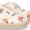 New MOTORCYCLES design canvas Laces up style espadrille shoes for kids.