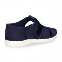 Kids T-cotton canvas STRAP SANDAL style shoes with hook and loop strap.