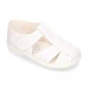 Kids T-cotton canvas STRAP SANDAL style shoes with hook and loop strap.