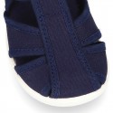 Kids T-cotton canvas STRAP SANDAL style shoes with hook and loop strap.