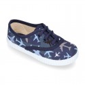 Cotton canvas sneaker shoes with AIRPLANES print design.