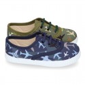 Cotton canvas sneaker shoes with AIRPLANES print design.