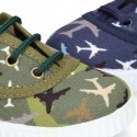 Cotton canvas sneaker shoes with AIRPLANES print design.