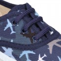 Cotton canvas sneaker shoes with AIRPLANES print design.