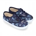 Cotton canvas sneaker shoes with AIRPLANES print design.