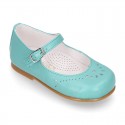 FLOWER design Girl Halter little Mary Jane shoes with buckle fastening in soft nappa leather.