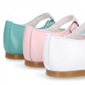 FLOWER design Girl Halter little Mary Jane shoes with buckle fastening in soft nappa leather.