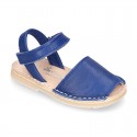 EXTRA SOFT nappa leather kids Menorquina sandals with flexible outsole and hook and loop strap.