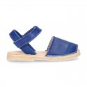 EXTRA SOFT nappa leather kids Menorquina sandals with flexible outsole and hook and loop strap.