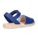 EXTRA SOFT nappa leather kids Menorquina sandals with flexible outsole and hook and loop strap.