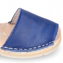 EXTRA SOFT nappa leather kids Menorquina sandals with flexible outsole and hook and loop strap.