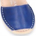 EXTRA SOFT nappa leather kids Menorquina sandals with flexible outsole and hook and loop strap.