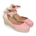 Women Wedge soft LINEN canvas sandal espadrille shoes.