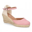 Women Wedge soft LINEN canvas sandal espadrille shoes.