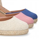 Women Wedge soft LINEN canvas sandal espadrille shoes.