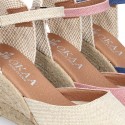 Women Wedge soft LINEN canvas sandal espadrille shoes.