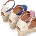 Women Wedge soft LINEN canvas sandal espadrille shoes.