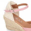 Women Wedge soft LINEN canvas sandal espadrille shoes.