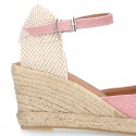 Women Wedge soft LINEN canvas sandal espadrille shoes.