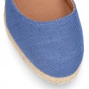 Women Wedge soft LINEN canvas sandal espadrille shoes.