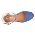 Women Wedge soft LINEN canvas sandal espadrille shoes.