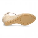 Women Wedge soft LINEN canvas sandal espadrille shoes.