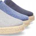 Washed Cotton canvas kids SLIP ON Espadrille shoes with elastic bands.