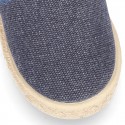 Washed Cotton canvas kids SLIP ON Espadrille shoes with elastic bands.
