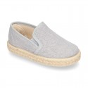 Washed Cotton canvas kids SLIP ON Espadrille shoes with elastic bands.