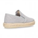 Washed Cotton canvas kids SLIP ON Espadrille shoes with elastic bands.